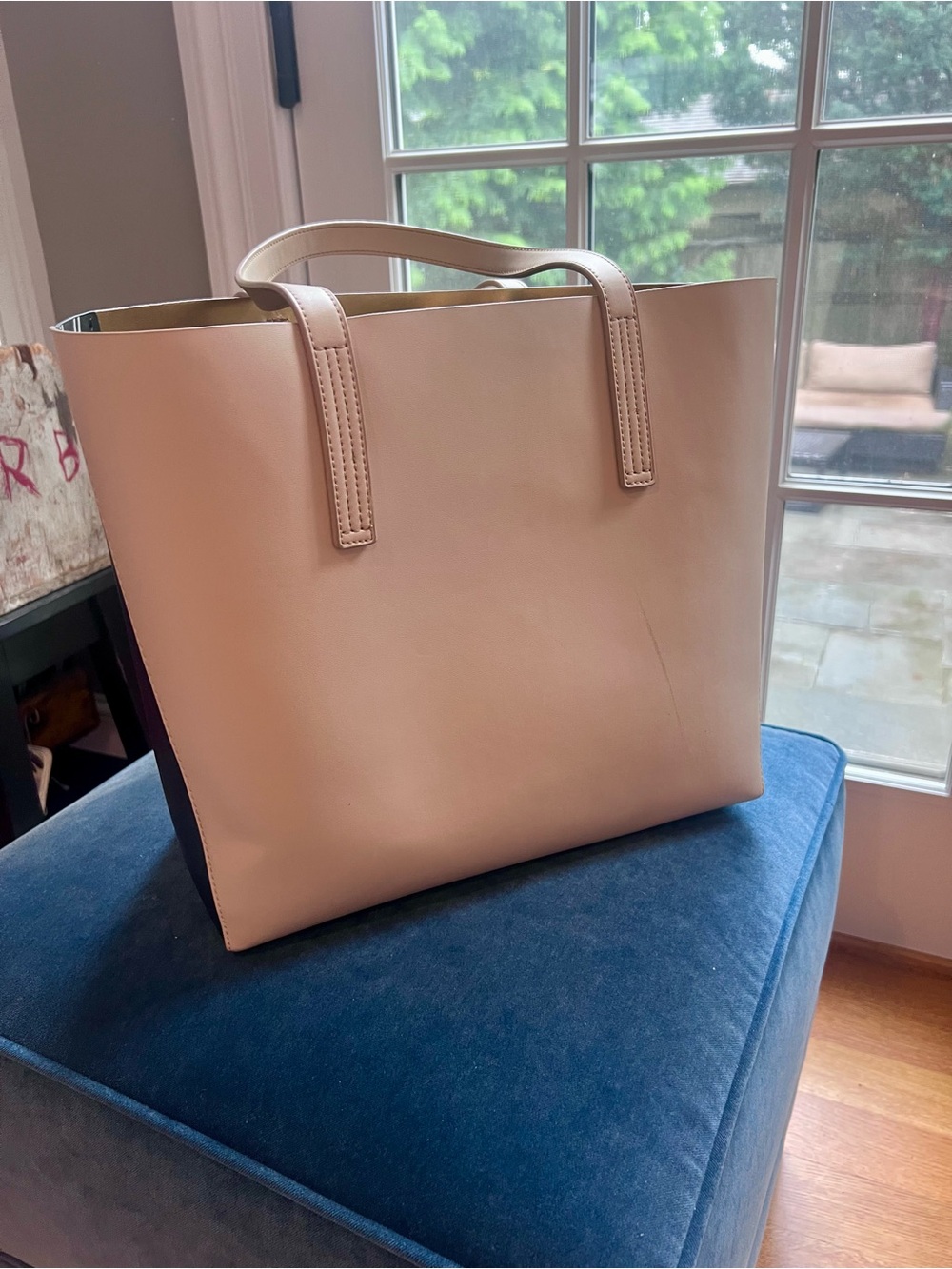 J.Crew Dual-Tone Leather Market Tote Bag – Cream & Black
